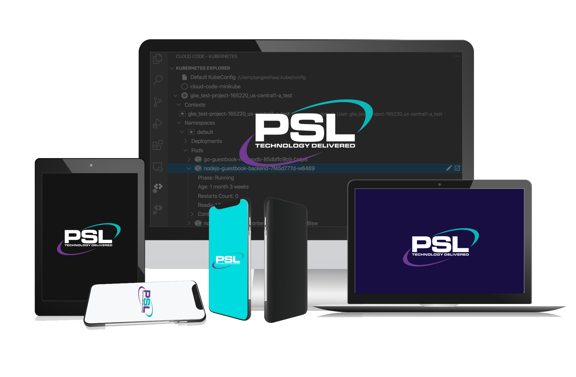 Photo of technology devices with PSL logo