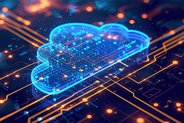 Image of an electronic board with a cloud logo in the center