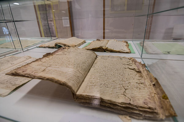 Image of a very old document displayed in a museum.